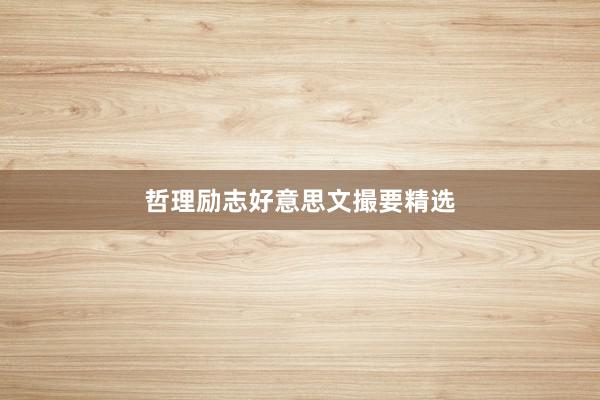 哲理励志好意思文撮要精选